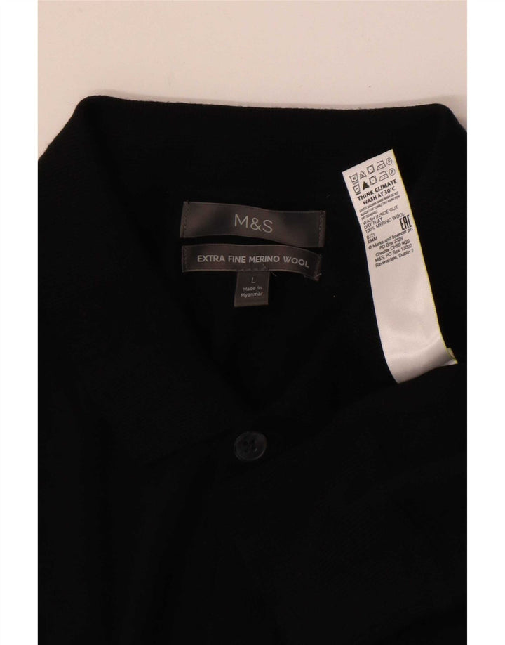 Marks & Spencer Cardigan pour homme en laine mérinos noire Taille L