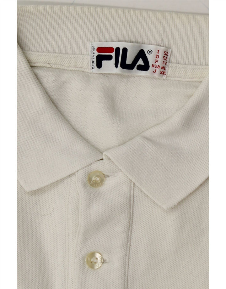 FILA Mens Polo Shirt IT 52 Large White Vintage Fila and Second-Hand Fila from Messina Hembry 