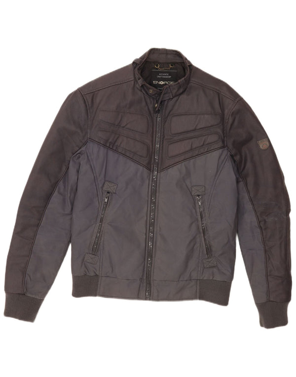 Energie Mens Bomber Jacket UK 38 Medium Navy Blue Colourblock Coton