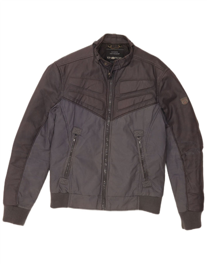 Energie Mens Bomber Jacket UK 38 Medium Navy Blue Colourblock Coton