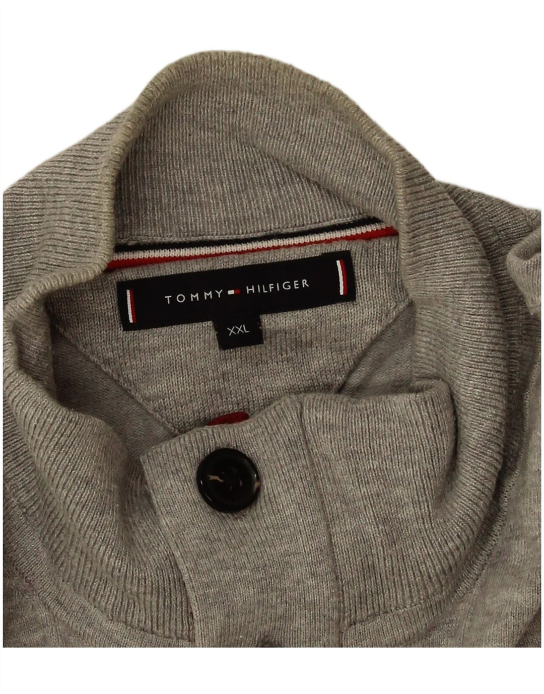 Tommy Hilfiger Pull à col boutonné pour homme 2XL Gris Coton