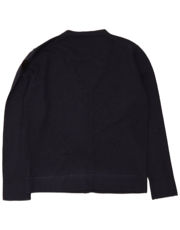 Blauer Cardigan Femme Pull UK 14 Large Bleu Marine Laine