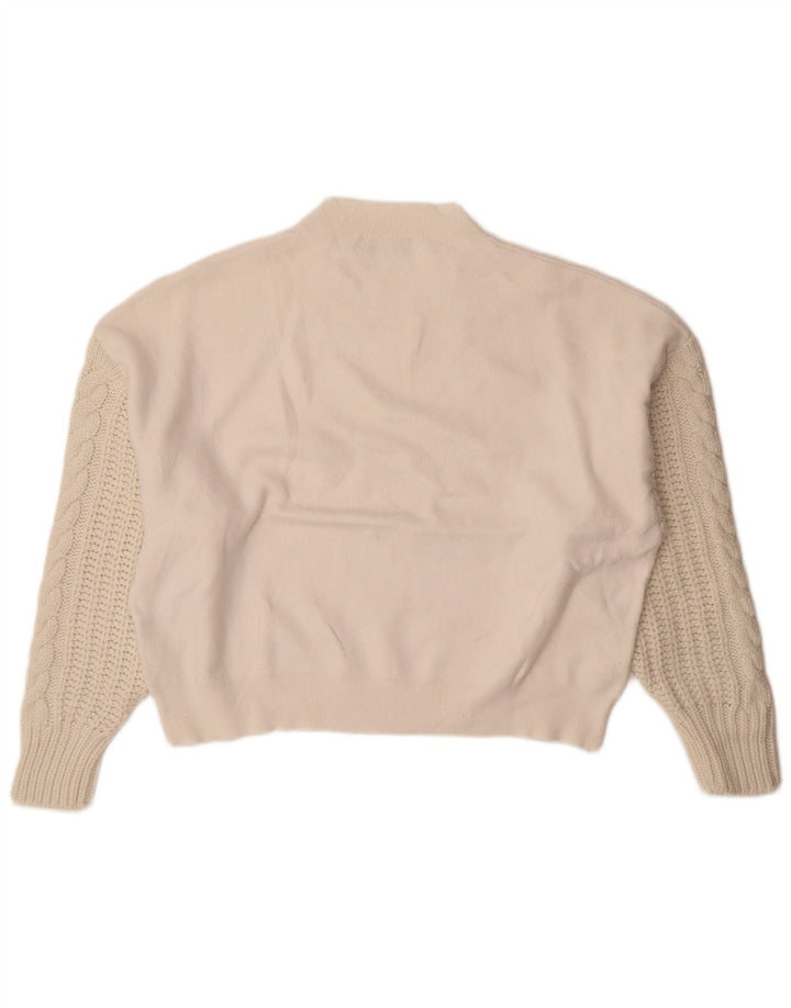 Zara Pull surdimensionné à col roulé pour femme UK 10 Petite viscose blanche