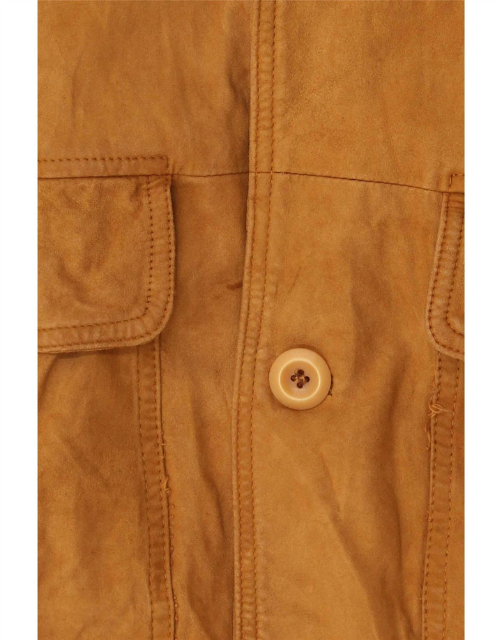 vintage Mens Suede Bomber Jacket UK 38 Beige Moyen