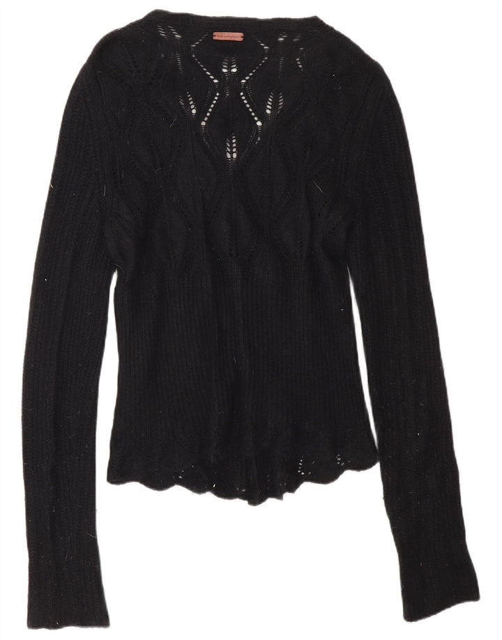 DOLCE & GABBANA Femme Cardigan Pull UK 8 Petit Noir Polyamide