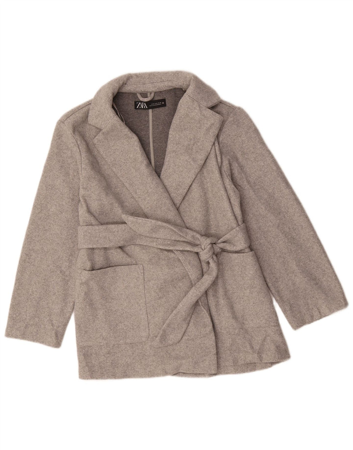 Veste Blazer Femme Zara UK 44 Gris Moyen Polyester