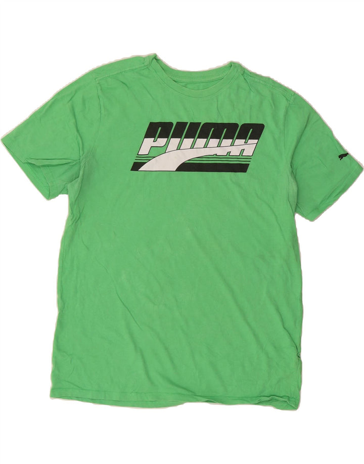 PUMA Mens Graphic T-Shirt Top Medium Green Cotton Vintage Puma and Second-Hand Puma from Messina Hembry 