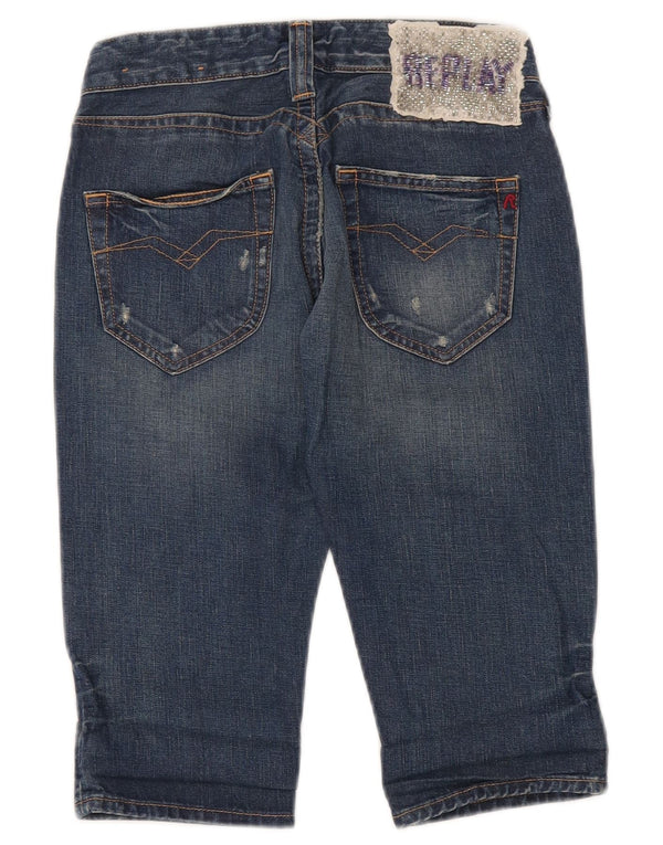 Replay Short en Jean Femme W24 XS Bleu Coton