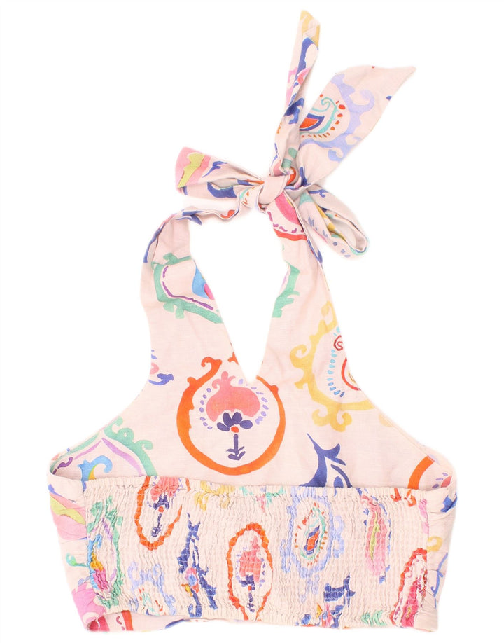 Zara Haut court graphique à dos nu pour femme Petit motif cachemire rose