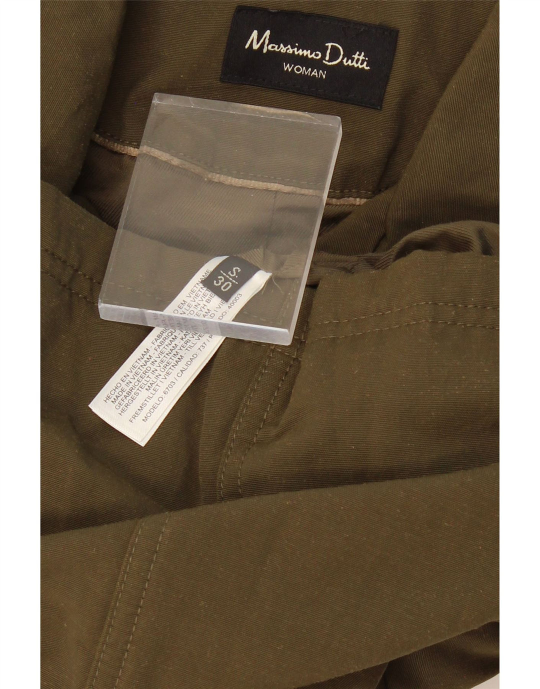 MASSIMO DUTTI Womens Military Jacket UK 10 Small Khaki Cotton
