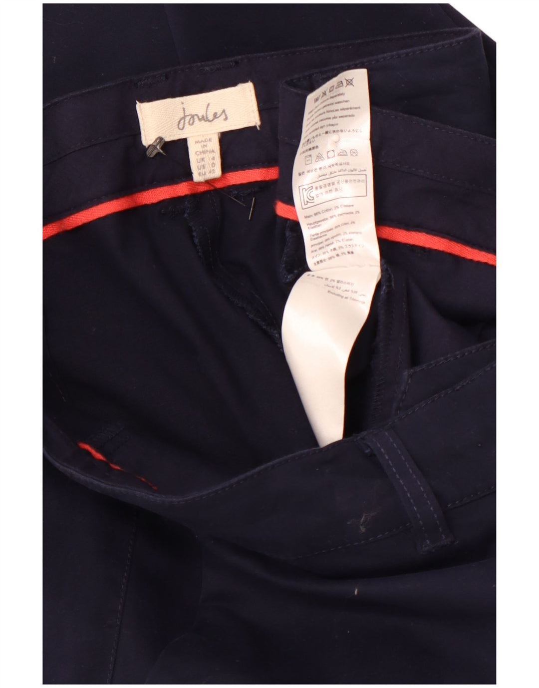 JOULES Pantalon Capri Taille Haute Femme UK 14 Large W32 L21 Bleu Marine