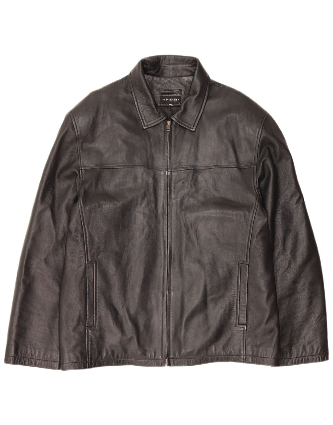 Veste en cuir homme vintage UK 44 2XL Cuir noir