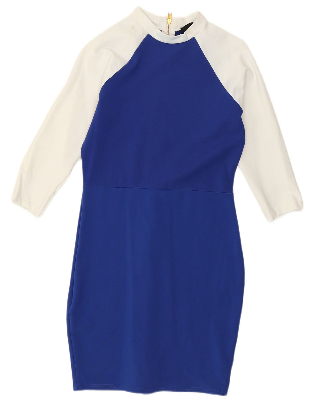 KAREN MILLEN Robe moulante pour femme UK 12 Bleu moyen Colourblock Moderne