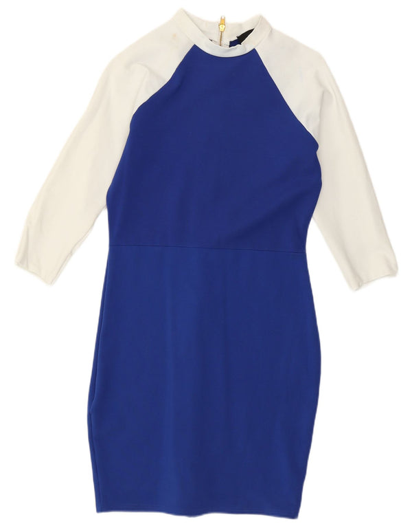 KAREN MILLEN Robe moulante pour femme UK 12 Bleu moyen Colourblock Moderne