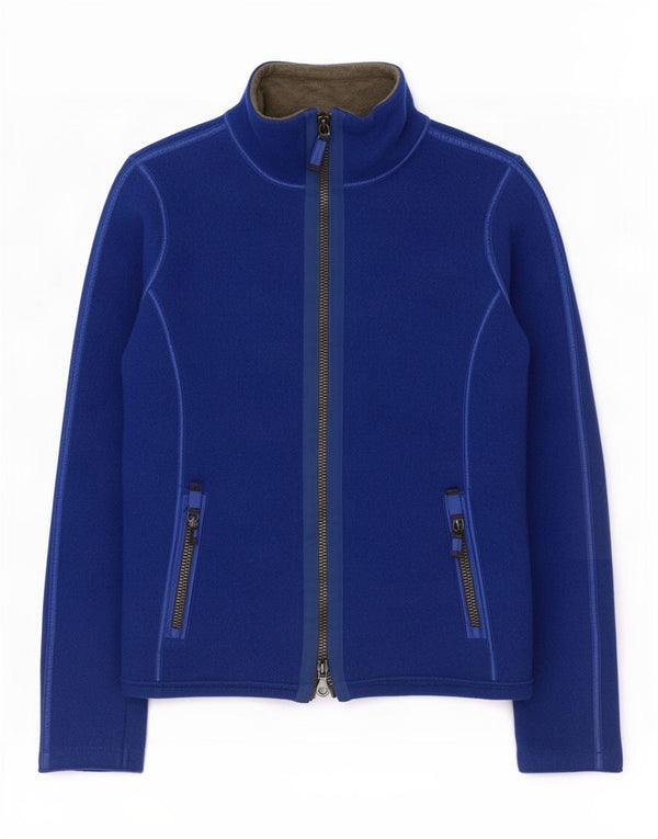 vintage Femme Cardigan Pull taille 2 UK 14 Laine Mérinos Bleu Marine Moyen