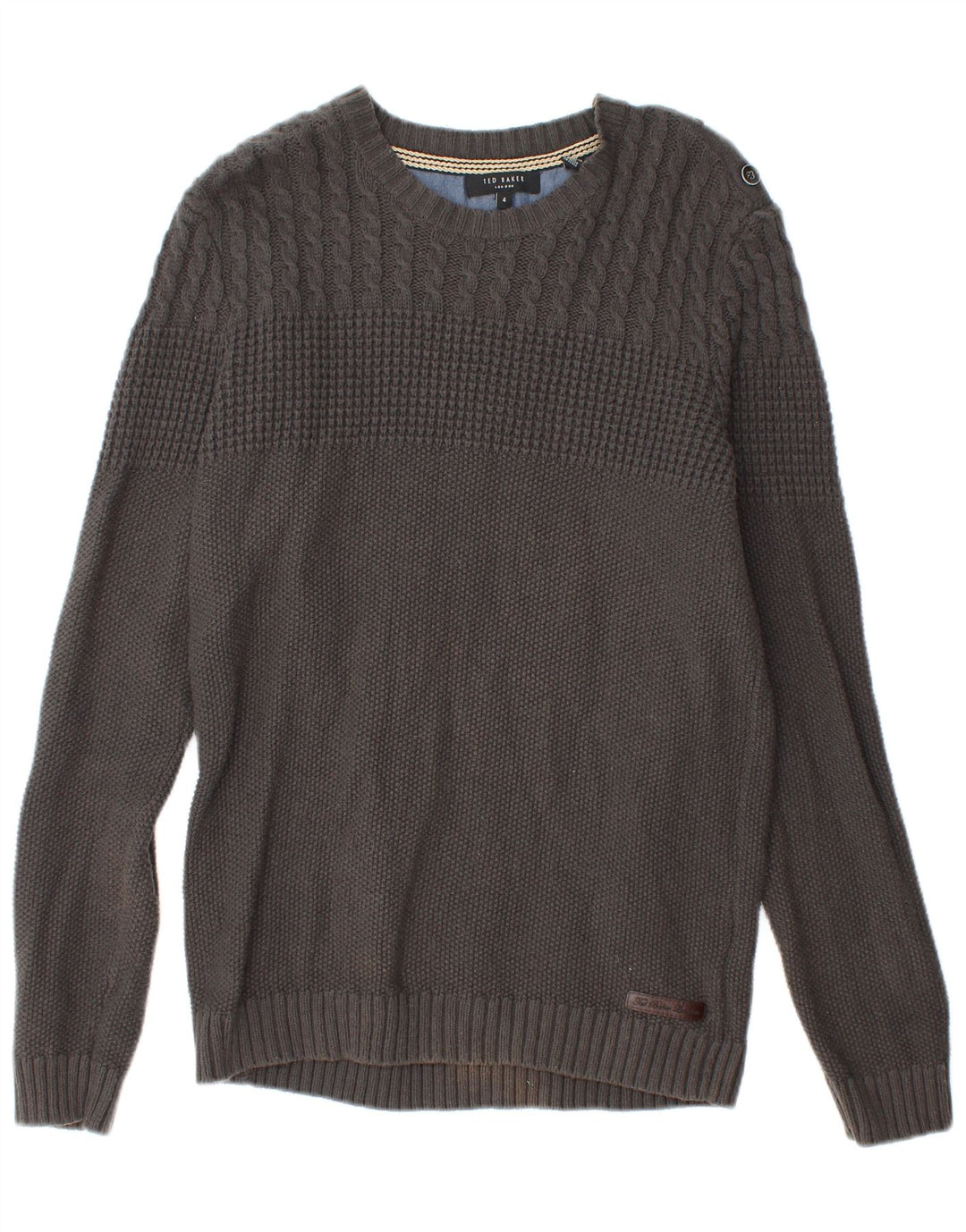 Ted Baker Pull col bateau pour femme Taille 4 Grand Coton Gris