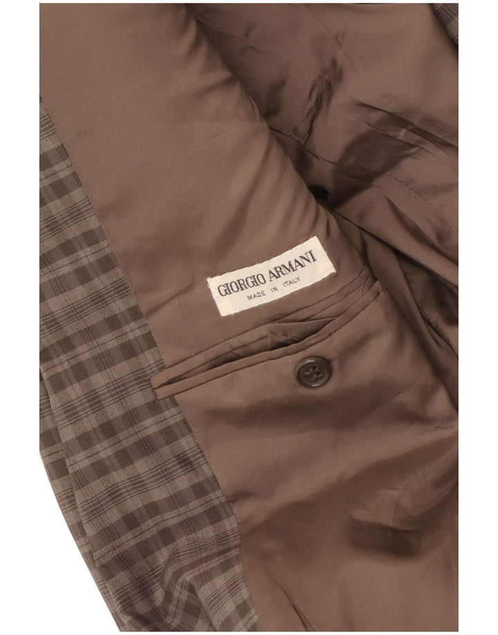 Giorgio Armani Veste blazer à 2 boutons pour homme UK 34 XS Marron à carreaux
