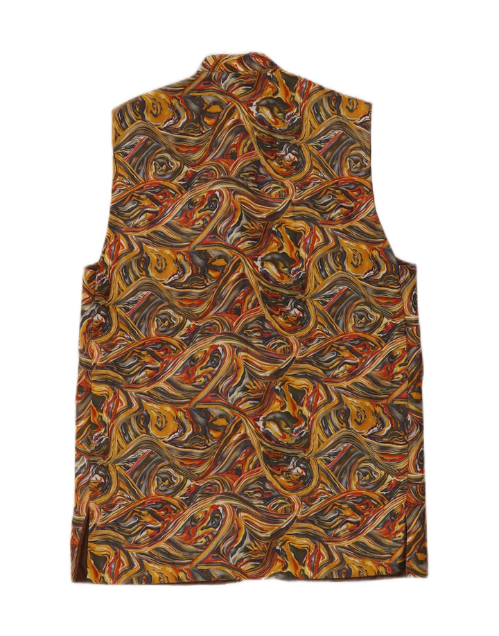 VINTAGE Mens Abstract Pattern Gilet UK 36 Small Yellow Vintage Vintage and Second-Hand Vintage from Messina Hembry 