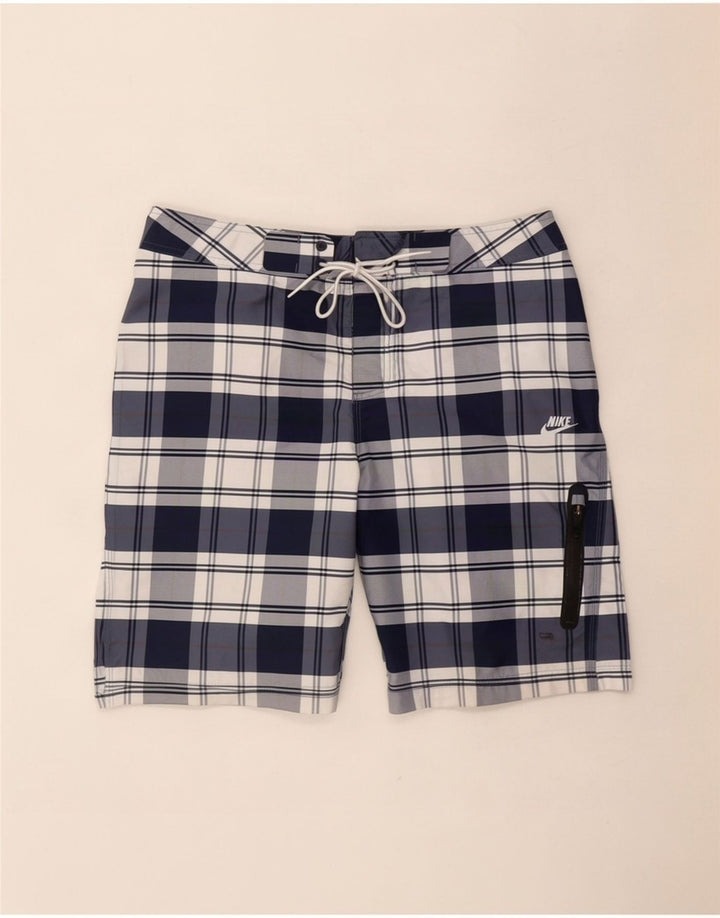 Nike Short de bain pour homme en polyester à carreaux bleu marine moyen