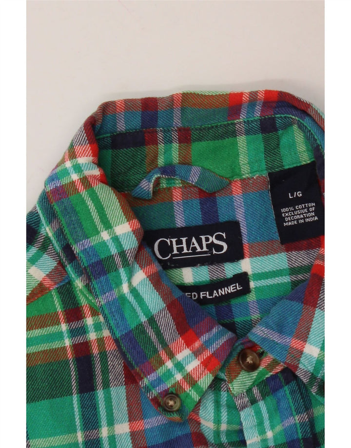 CHAPS Mens Flannel Shirt Large Green Check Cotton Vintage Chaps and Second-Hand Chaps from Messina Hembry 
