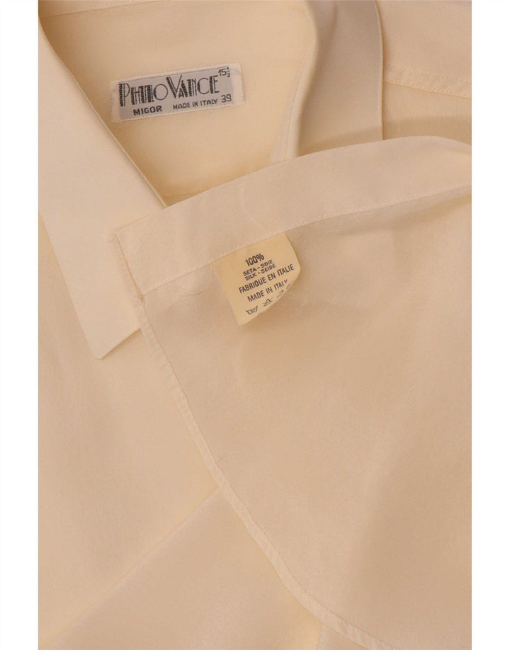 Philo Vance Chemise Homme Taille 39 15 1/2 Moyenne Soie Blanc Cassé