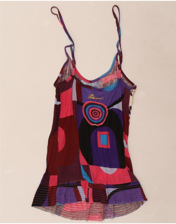Desigual Femme Graphic Cami Top UK 12 Medium Multicolore Papillon
