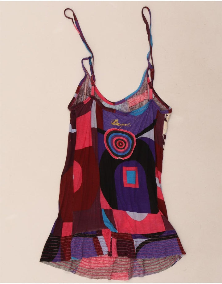 Desigual Femme Graphic Cami Top UK 12 Medium Multicolore Papillon