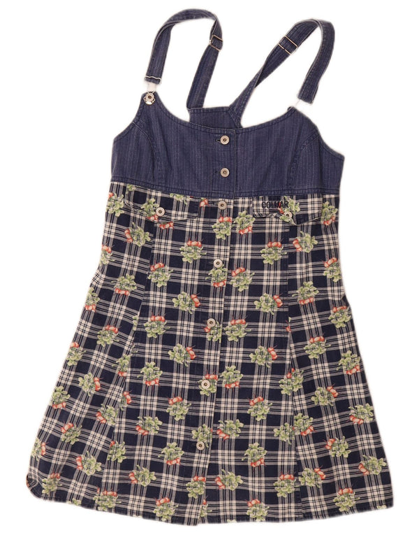 Colmar Mini robe salopette pour femme UK 12 en coton à carreaux bleu marine moyen