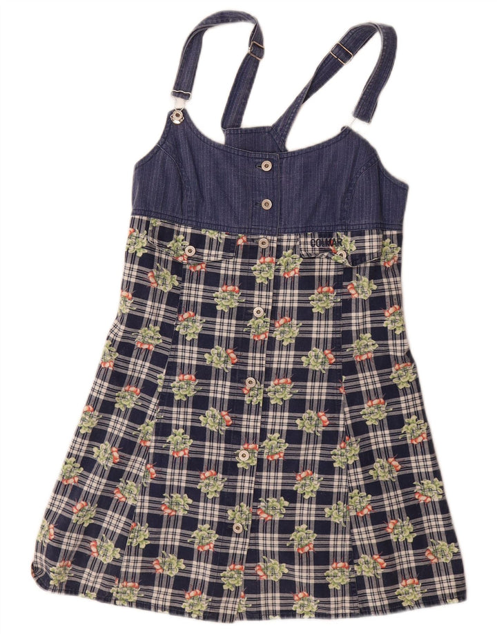 Colmar Mini robe salopette pour femme UK 12 en coton à carreaux bleu marine moyen