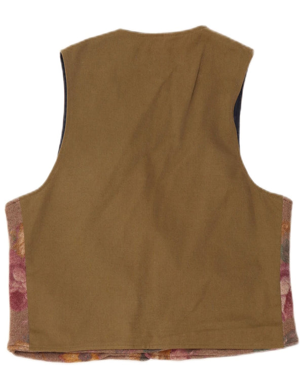 New England Gilet Femme UK 44 Acétate Floral Marron Moyen