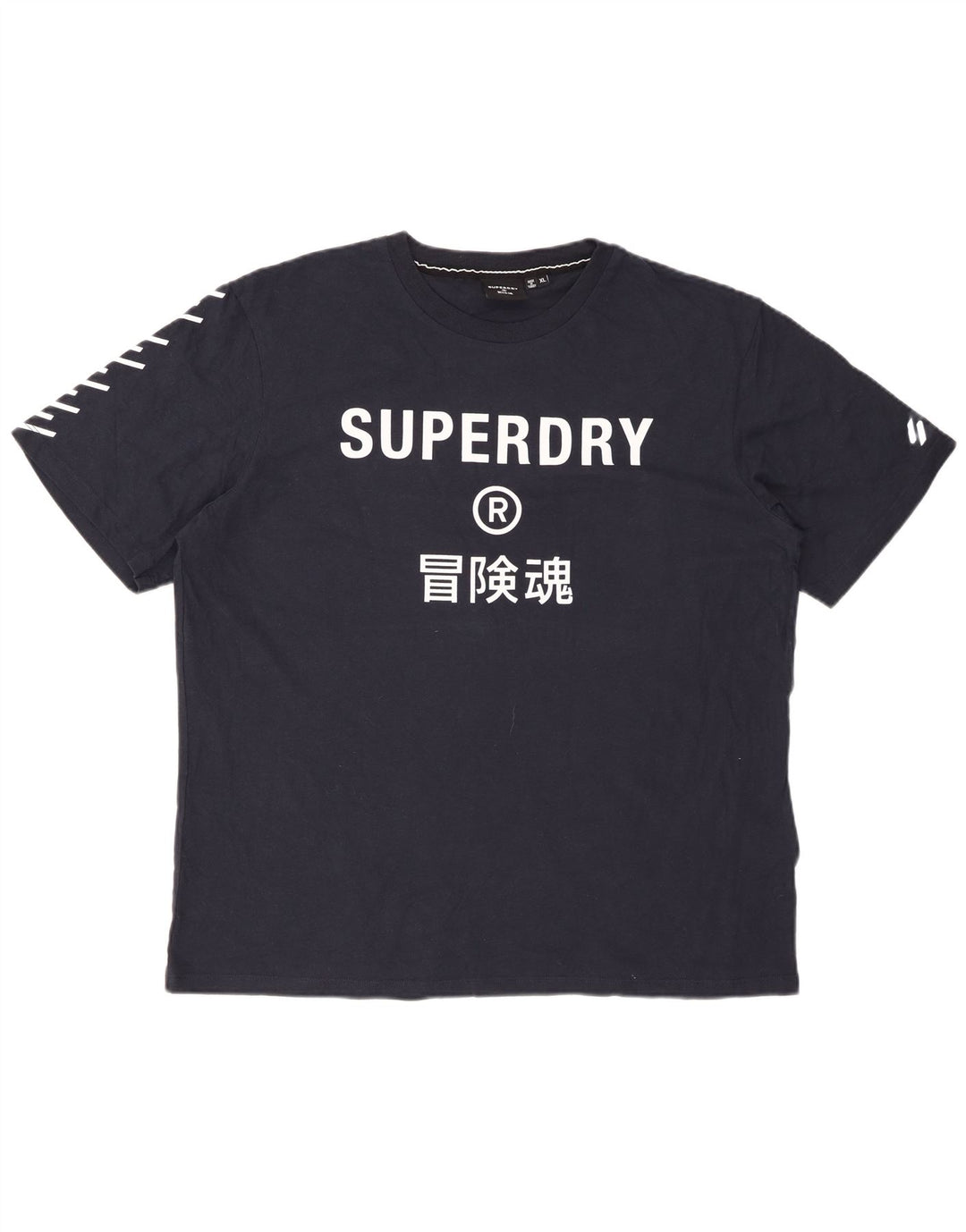 SUPERDRY Homme T-Shirt Graphique Top XL Bleu Marine Coton