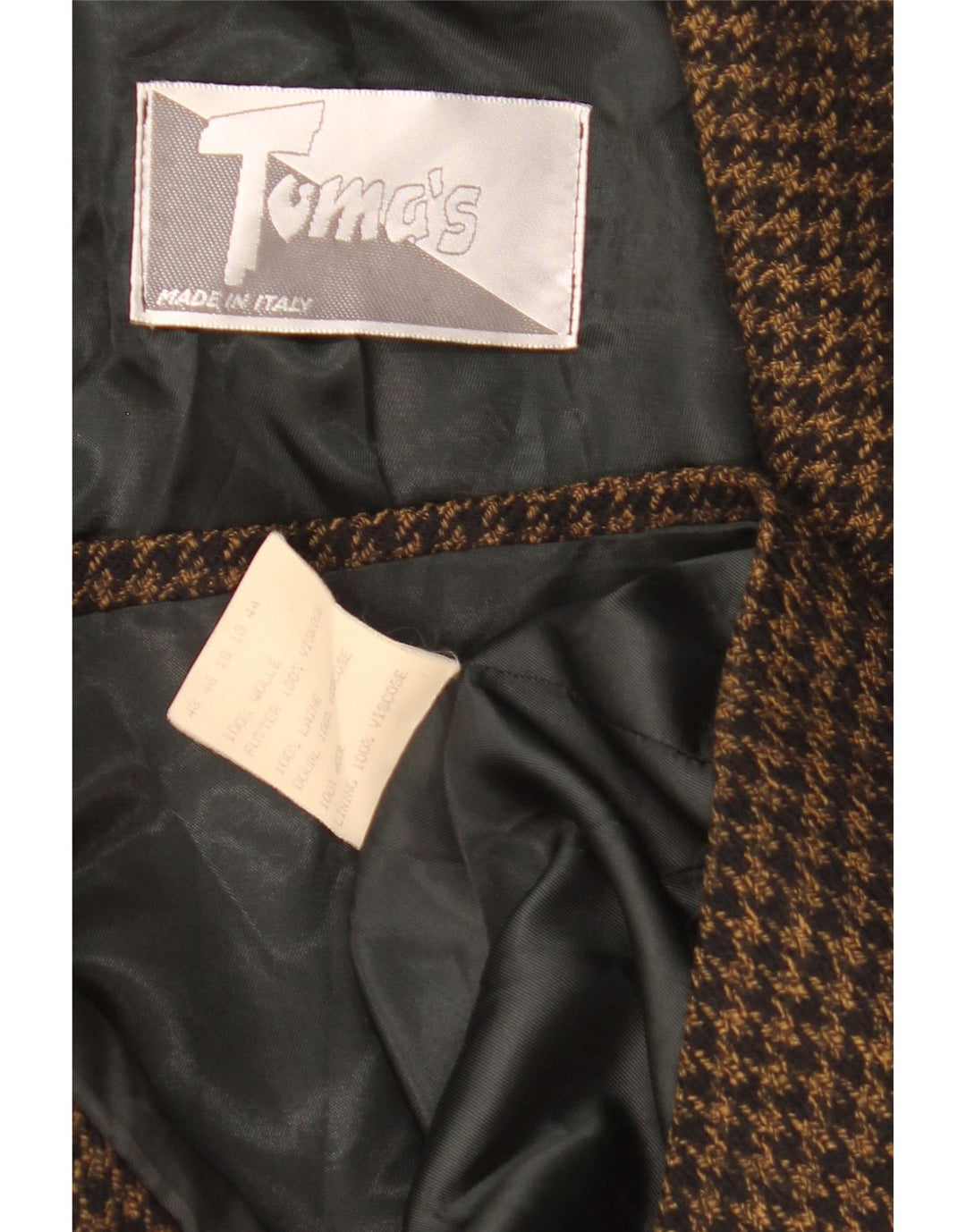 vintage Femmes 2 Bouton Loose Fit Blazer Veste IT 48 XL Pied-de-poule Noir