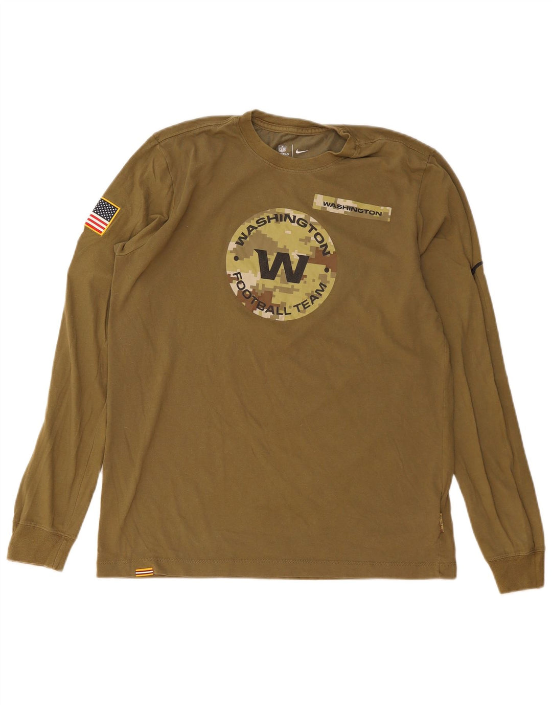 Nike Haut à manches longues Washington Graphic pour homme en coton kaki moyen