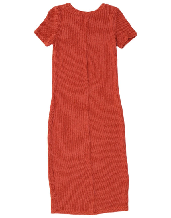 Zara Womens See Through Maxi Jumper Dress UK 8 Petit Orange