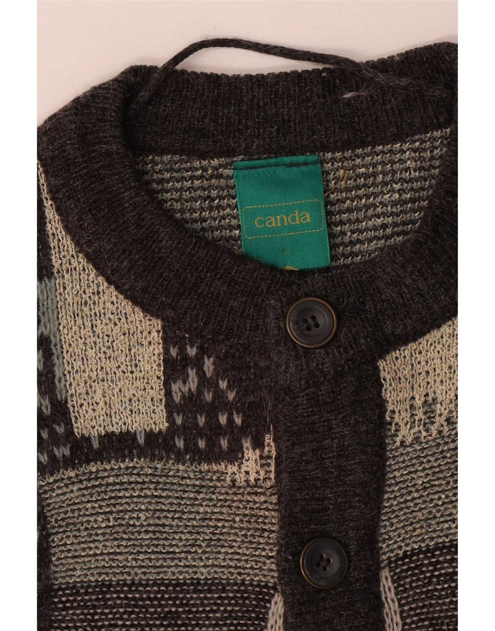 Canda Pull Cardigan Homme Petit Gris Géométrique Acrylique