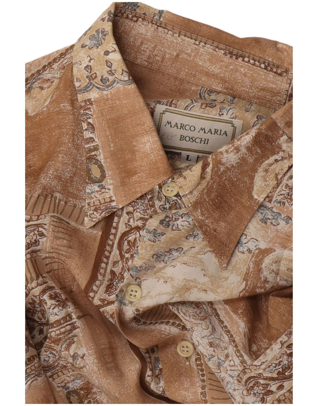 VINTAGE Chemise à manches courtes pour hommes grand patchwork marron