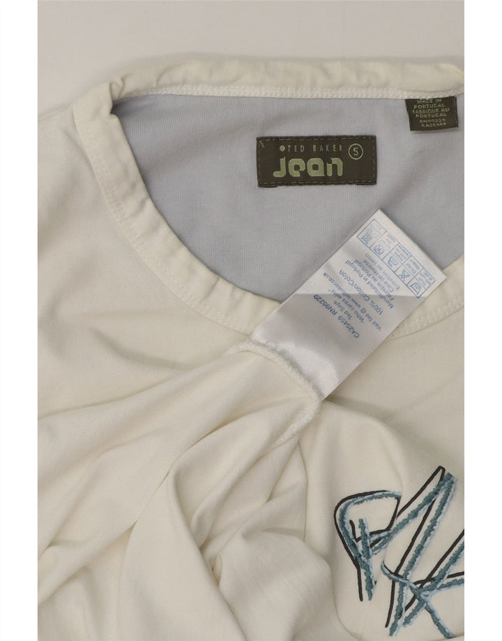 Ted Baker T-Shirt graphique pour hommes taille 5 XL coton blanc