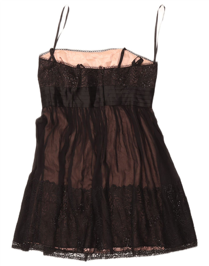 BCBGMAXAZRIA Robe courte à épaules dénudées pour femme UK 8 Small Noir