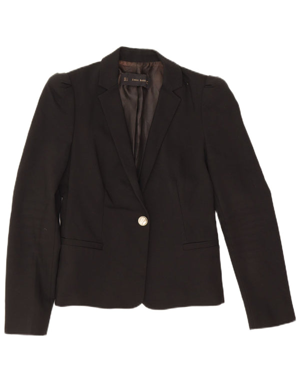 Zara Veste blazer à 1 bouton pour femme UK 12 Noir moyen