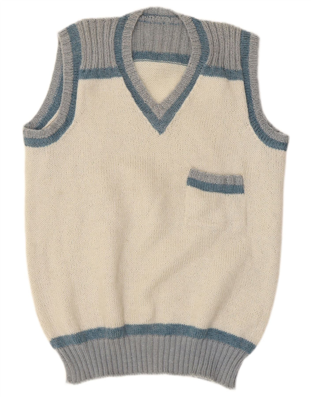 vintage Mens Vest Débardeur Petit Colorblock Blanc
