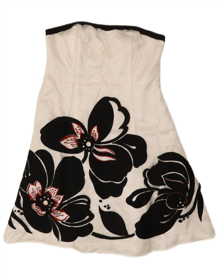 Debut Robe bustier pour femme UK 44 Medium Blanc Floral Nylon