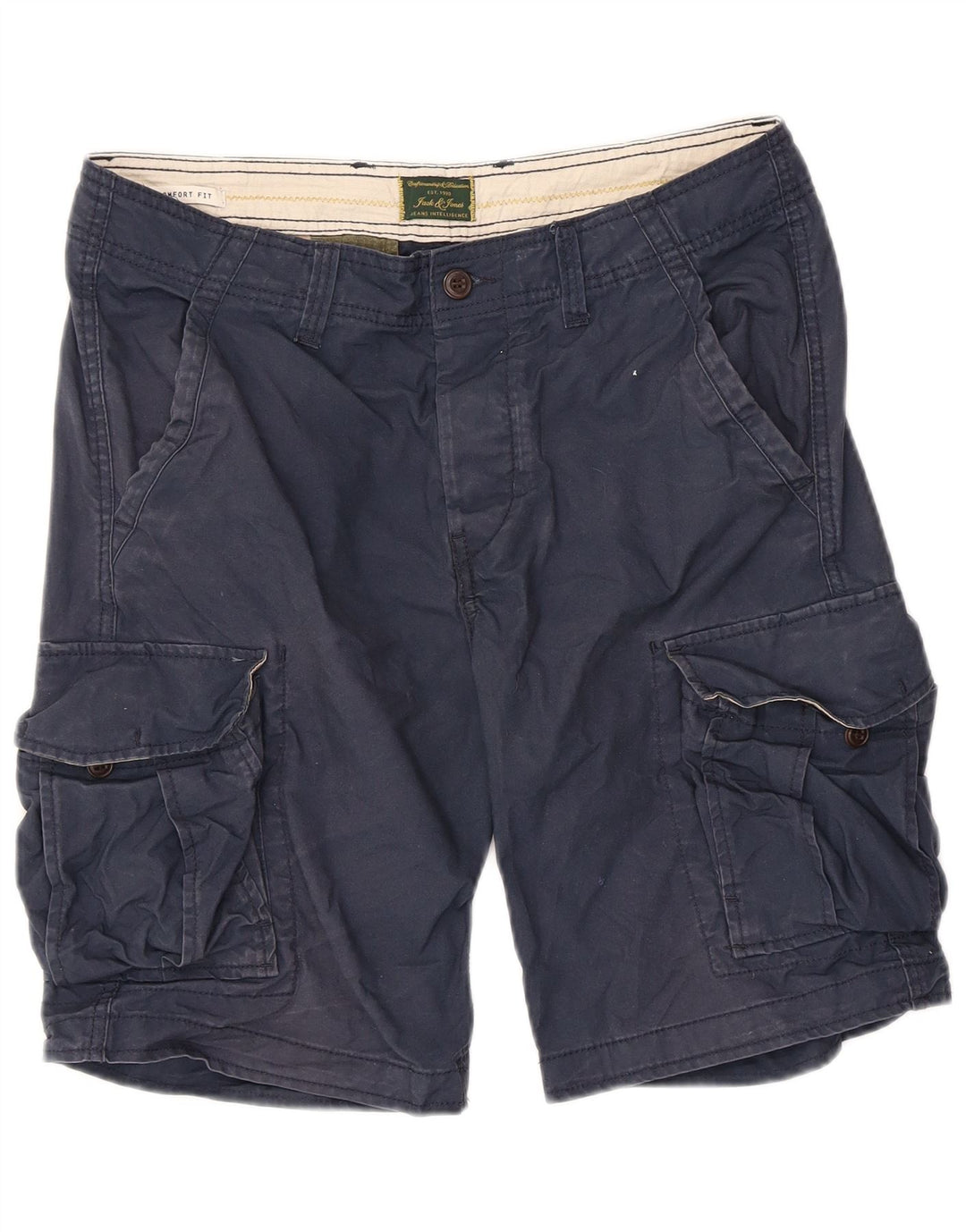 Jack & Jones Short Cargo Comfort Fit Homme Moyen W34 Bleu Marine Coton