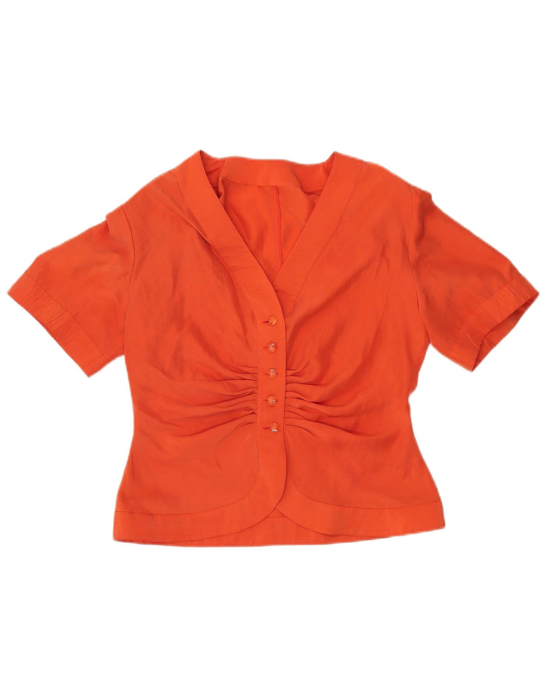VINTAGE Chemisier chemise à manches courtes femme UK 12 Orange moyen