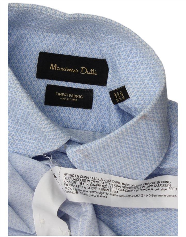 Massimo Dutti Chemise Homme Taille 38 15 Coton Géométrique Bleu Moyen