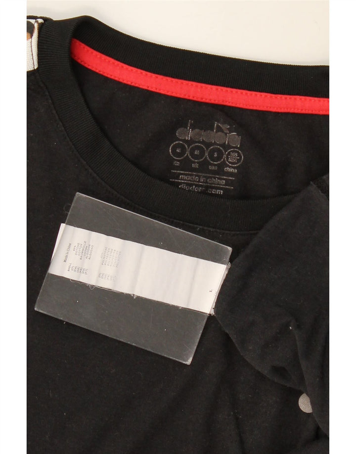 DIADORA T-Shirt Graphique Homme Noir Moyen Coton Colorblock