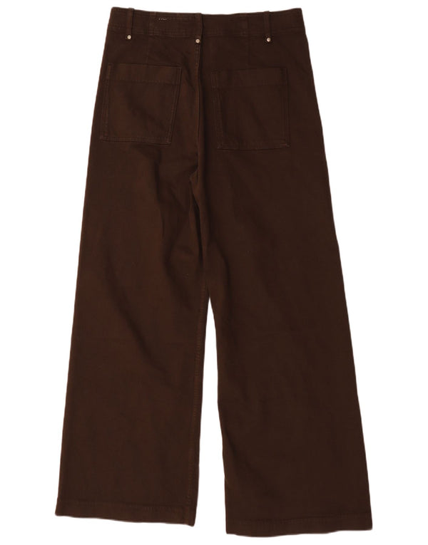 Zara Pantalon décontracté taille haute à jambe large pour femme EU 42 Large W32 L29 Marron