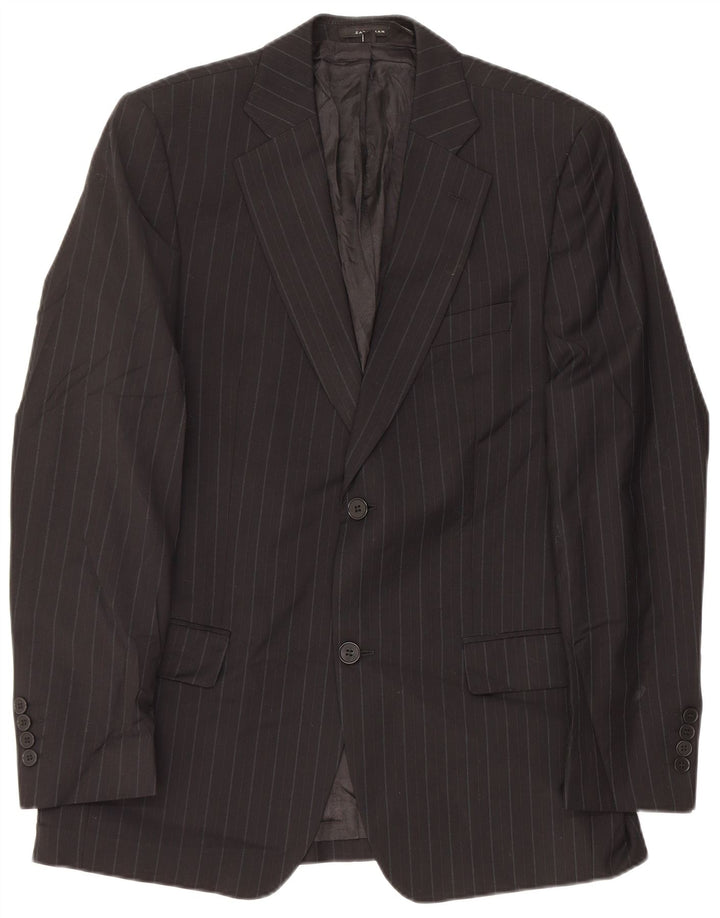 Zara Veste blazer à 2 boutons pour homme EU 48 en laine à fines rayures noires moyennes