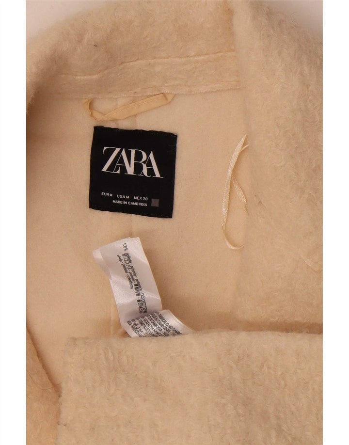 Zara Manteau polaire surdimensionné pour femme UK 14 Polyester beige moyen