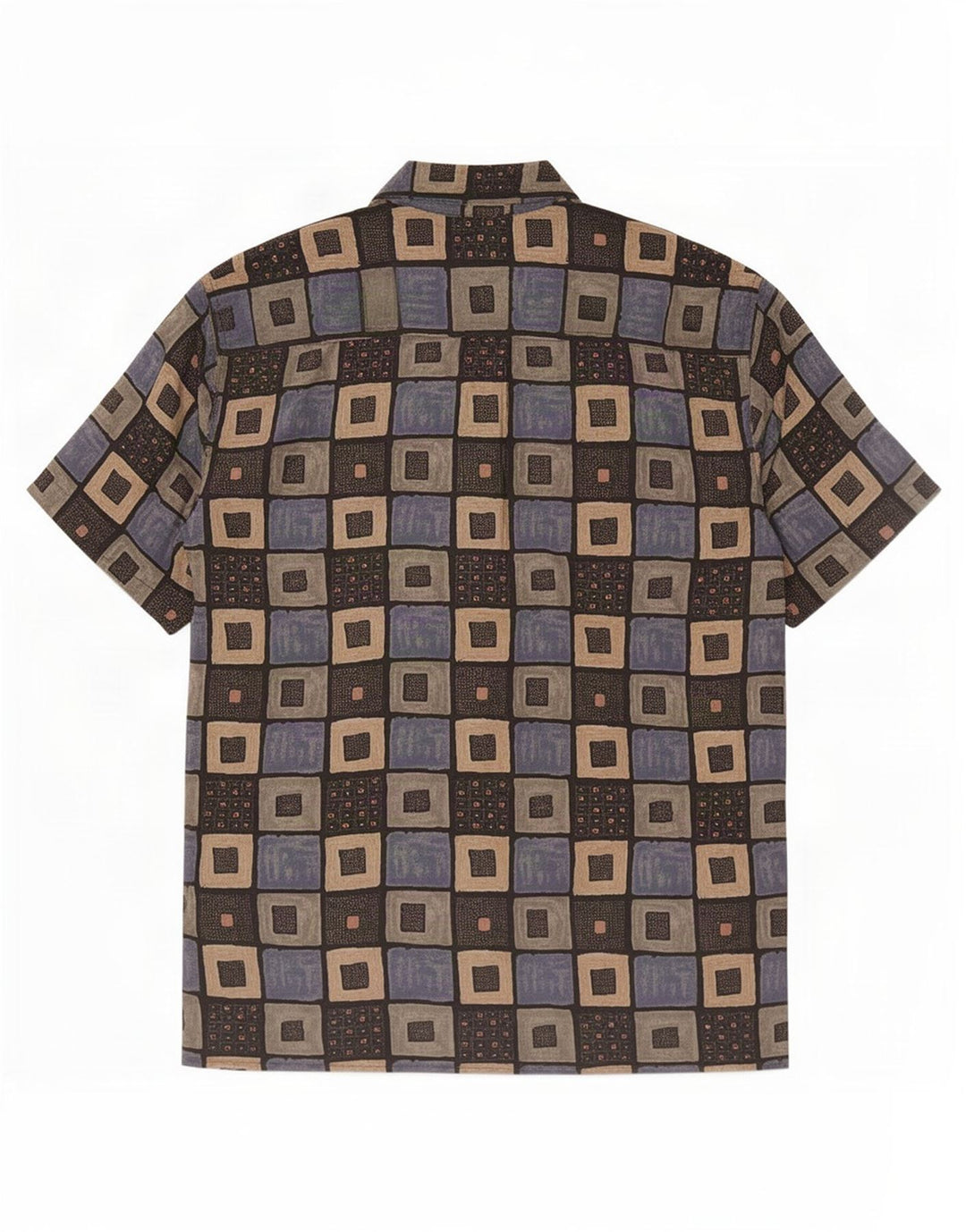 Chemise à manches courtes vintage pour hommes moyen géométrique multicolore