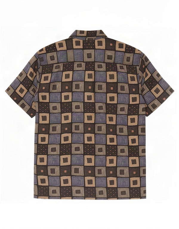 Chemise à manches courtes vintage pour hommes moyen géométrique multicolore